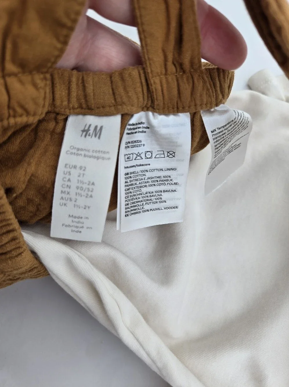 H&M Cream Tee with Brown Muslin Suspender Romper 2T